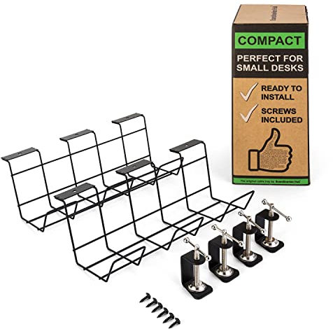 Scanfield Organizador Cables Escritorio Set 2, Bandeja Organizador Escritorio, Bandeja Cables para Escritorios Robusto y Espacioso, Evita Sobre Calentamiento, Estante Modular para Ordenar Cables
