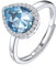 Suplight Damen Ringe aus 925 Sterling Silber Kristall Fingerring mit Geburtsstein März in Birnenschnittform Zirkonia Damenring Synthetischer Aquamarin
