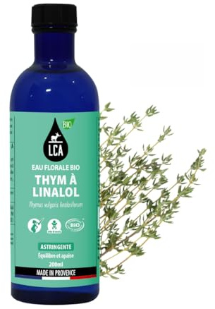 LCA - Eau Florale de Thym à Linalol BIO - 200ml | Purifiante & Tonifiante, Peaux Mixtes à Grasses, Hydrolat Cosmétique et Fabriqué en France