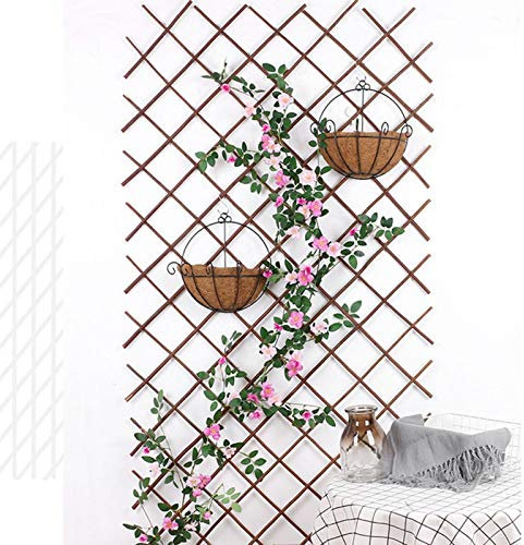 Mandeep Treillis de Jardin Extensible Support pour Plantes Grimpantes Panneau de Clôture en Treillis en Bois pour Terrasse Extérieur, 200x28cm (étiré)