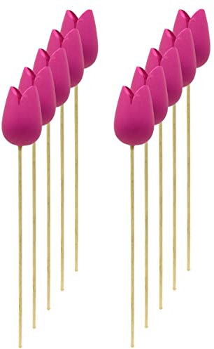 Holz Dekostecker Tulpe 4 x 36cm lila 10 Stück Garten-Deko Blumen-Stecker künstlich Holzblume Tulip