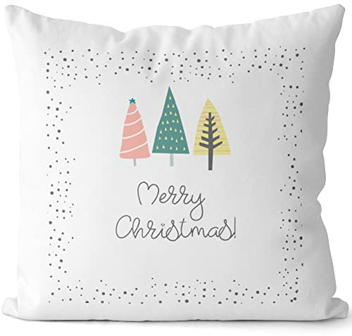 JUNIWORDS Kissen, Merry Christmas! Tannenbäume, Weiß-Schwarz, 2-farbig (1003964)