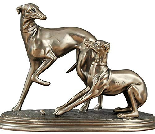 GROQW Heimdekoration Statue Figuren Bronze Windhund Statue Kupfer Hund Tierfigur Kunst Hund Harz Handwerk Heimdekoration Zubehör Neuheit Geschenk