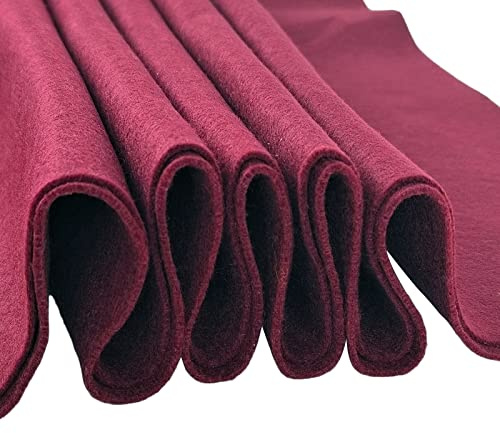 Jtnohx Colour Felt Fabric, 1.4mm Felt Sheets for Crafts, 90x90cm Soft Craft Fabric for Art and Sewing Projects (Maroon)