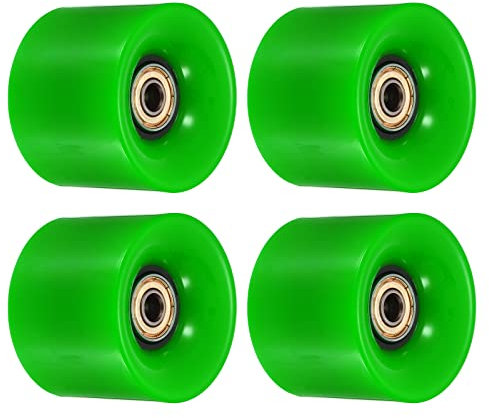 PATIKIL 4 Stück 60mm Longboard Rollen mit Lager ABEC-11 Skateboard Rad Straße Rollen für Skateboards Cruiser Räder Ersatz 80A Grün Goldton
