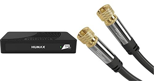 Humax – Ricevitore Satellitare HD con codifica S2 HD-3601S2 + scheda Tivùsat & KabelDirekt – 1m Cavo SAT Coassiale, PRO Series