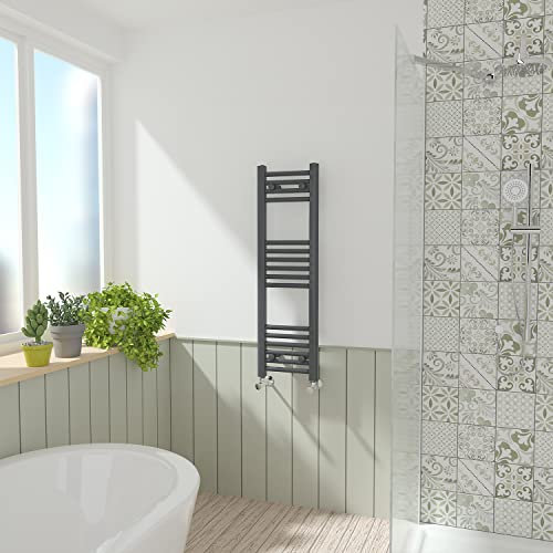 NRG Anthracite Straight Central Heating Towel Rail Bathroom Heated Rad Radiators Ladder Warmer - 1000×300mm