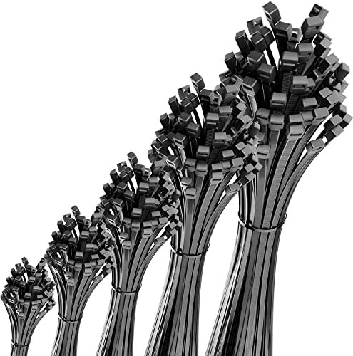 deleyCON 100 Stück Kabelbinder 200 mm x 3,6 mm (20 cm x 0,36 cm) Kunststoff Kabel Binder Kabelhalter Kabelfixierung Sehr hohe Zugkraft und Reißfestigkeit Haushalt & Gewerbe Schwarz