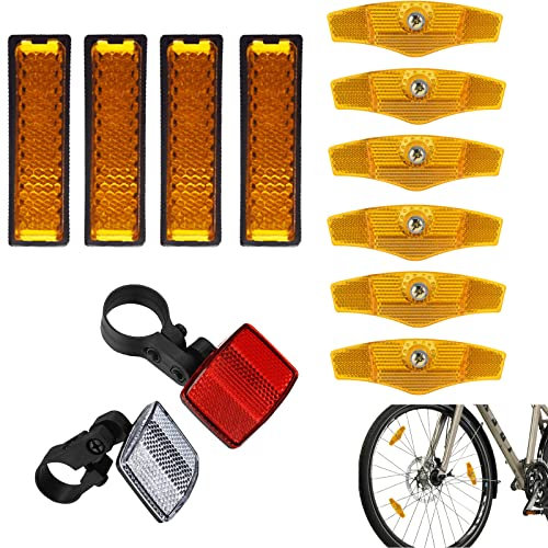 DQZSY 12 Stück Fahrrad Reflektor Set Fahrrad Reflektoren Vorne Hinten Speichenreflektoren Fahrrad Gepäckträger-Reflektor Reflektoren Speichen Fahrradzubehör für Mountainbike Rennrad