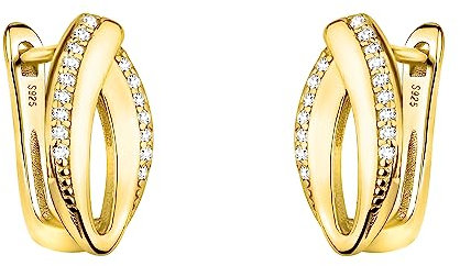 SOFIA MILANI - Damen Ohrringe 925 Silber - vergoldet/golden & mit Zirkonia Steinen - Ovaler Ohrstecker - E2049