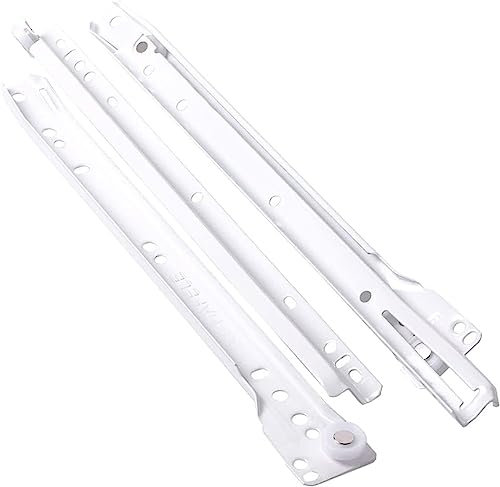 Gedotec Schubladen Auszugsschienen mit Rollenführung TEILAUSZUG | REAL | 1 Paar - Schubladenschienen Metall Rollenauszug - Teleskopschienen 400 mm | Schienensystem in Stahl weiß | Führungsschienen