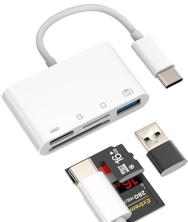 USB C Hub auf Micro SD+SD Kartenleser+Schnellladekabel+USB3.0 OTG(4in1)Apple iPhone15 Pro Max Plus iPad Air Mini Card Reader Adapter Type C Kartenlesegerät Speicherkarte Zubehör Kompatibel für Samsung