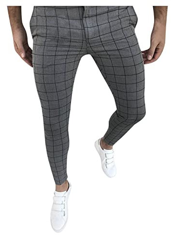 ZRYAZQ Pantalon Chino Homme Casual Chic Pantalon Carreaux Homme Pantalon Homme Habillé Pantalon Costume Homme avec Poche Pantalon Slim Homme Pantalon Cargo Homme Business Pantalon De Travail Homme