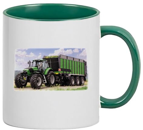 Deutz mit Anhänger Kaffee-Tasse Haferl Pott Geschenk Kaffeebecher Keramik | 330 ml Inhalt | Weiß/Grün