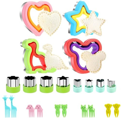 NIXRET Biscuit Cutters Shapes Cookie Cutter Set Plastic Cake and Pastry Cutters Shape Playdough Cutters Sandwich Cutters for Children Girls Cake, Sandwich, Fondant, Candles Making