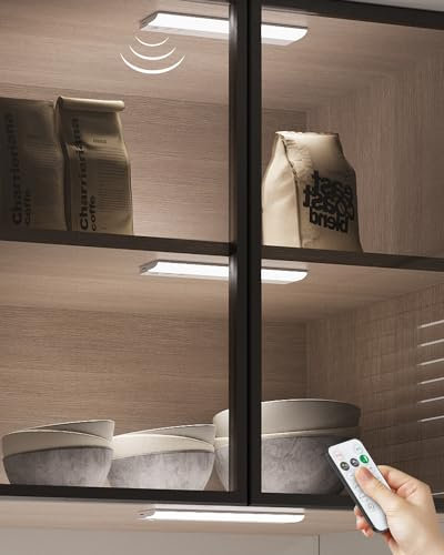 Lampe de Placard LED Sans Fil Rechargeable, 3 Pièces Reglette LED Cuisine Sous Meuble USB avec Telecommande Barre LED Aimantée à Pile Eclairage Escalier Interieur Bande Lumineuse Capteur pour Dressing