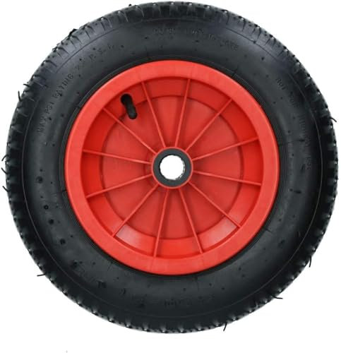 OptiProducts® 1 x 14 Inch Wheelbarrow Wheel Pneumatic Inflatable Tyre 3.50-8 REPLACEMENT RED Tyre Rubber Wheel