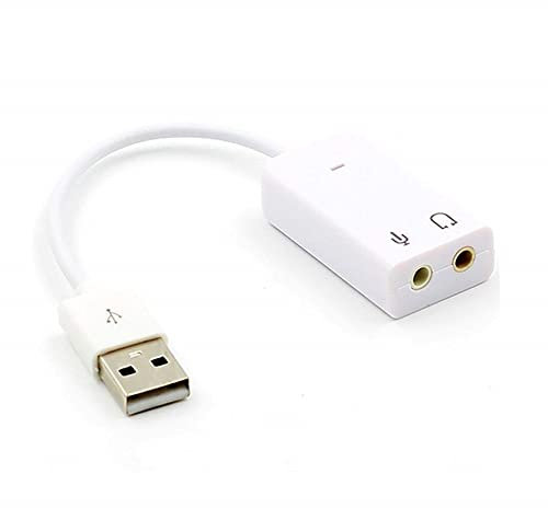 REY Adaptador Tarjeta Sonido Audio USB 2.0 para PC Jack 3,5mm, Blanco