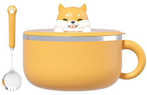 Instant-Nudelschüssel Mit Griffen,1200 Ml,Ramen-Nudelschüssel,Instant-Ramen-Schüssel Mit Deckel Und Löffel,Tragbarer Mikrowellengeeigneter Ramen-Kocher,Mikrowellen-Ramen-Schüssel Für Suppe,Nudeln,Kn