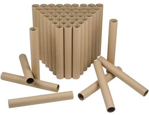 50 Pack Cardboard Tubes for Crafts - 1.57 x 11.81 Inches - Brown Toilet Paper Empty Rolls Round Thick Tubes Sturdy for Classroom Family Handmade DIY Projects