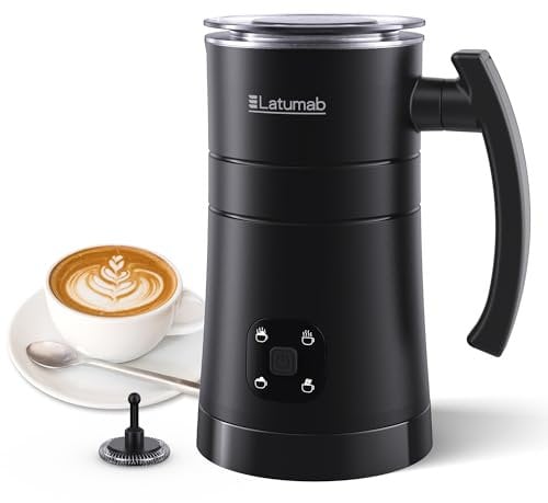 latumab - Espumador de leche eléctrico 4 en 1, vaporizador de leche, 350 ml, máquina automática de espuma caliente y fría para café, latte, capuchino, macchiato, chocolate caliente, regalo ideal para