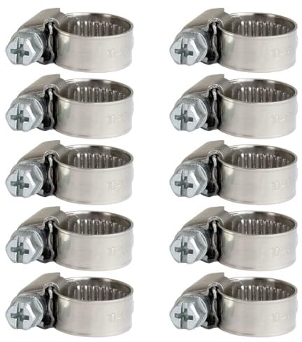 Rensle-Tech. Schlauchschellen Edelstahl 10-16mm [10 Stück] Made in EU | Deutsche Ausführung nach DIN 3017 | Rostfrei | Rohrschellen mit Schneckenantrieb