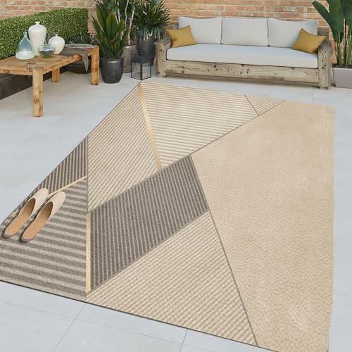 HGTRH Outdoor Teppich Wetterfest 200x300 Beige, Balkon Teppich Wasserfest Outdoor, Camping Teppich 200x300 Faltbar Teppiche für DraussennäSse Und HitzebestäNdig, mit rutschfest Unterseite