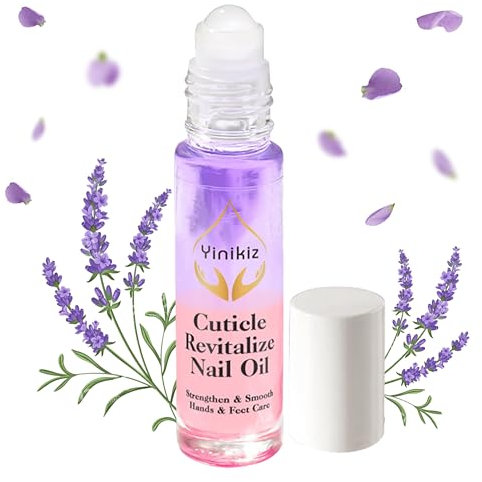 Nail Cuticle Oil, Doppelschicht Nagelhaut Öl Nagelpflegeöl Stärkung und Pflege für Nägel & Nagelhaut, Nagelstärkungsöl mit Blumen Bio-Ölen & Vitamin E, Nagelöl mit Roll-On-Design (10ml, Lavender)