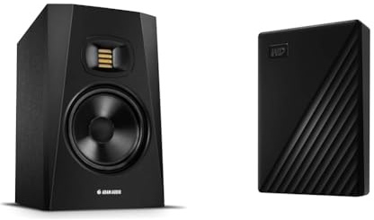ADAM Audio T7V Studio Monitor for recording, mixing and mastering, Studio Quality Sound (Single) & WD 5TB My Passport Portable HDD USB 3.0 with software for device management