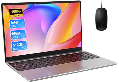 MAXLEGEN Ordinateur Portable 15,6 Pouces, 16Go RAM 512Go SSD, in-tel N95 CPU, Clavier Rétroéclairé avec Pavé Numérique, Écran Full HD, 5G WiFi, HDMI, USB, PC Portable pour Bureautique Études Maison