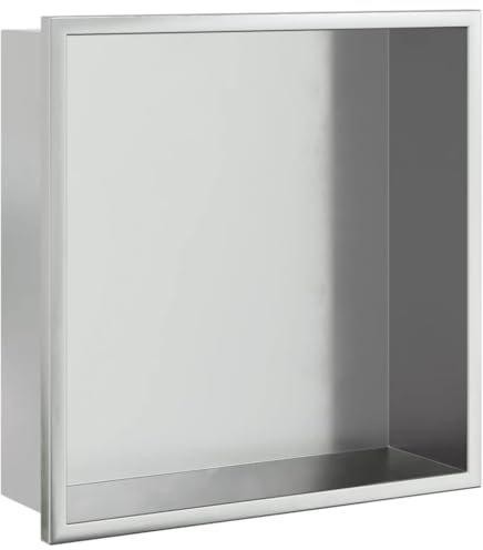 vidaXL Nicchia per Doccia Argento Spazzolato 32x32x9cm in Acciaio Inox, nicchia per Bagno, nicchia a Parete da Bagno, mensola Doccia