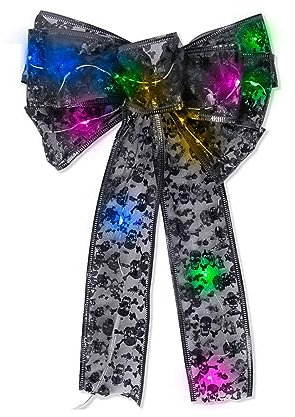 Halloween-Bowknot-Dekoration, Schleife, Türbehang, Halloween-Ambiente-Dekoration für Partys mit Licht Veranstaltungszubehör des Anbieters (F, One Size)