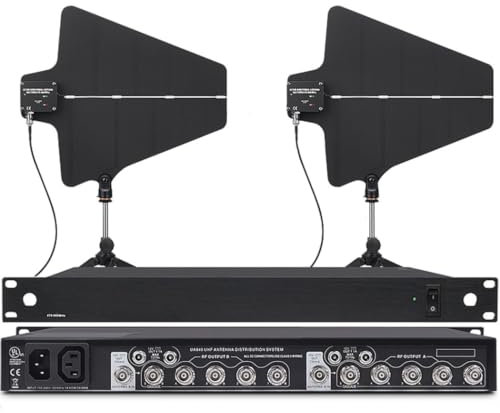 Genérico UHF Sistema de Distribución de Antena Inalámbrica para Micrófono inalámbrico Sennheiser, Antenas direccionales activas, 8 Salidas + 2 Puertos en Cascada, Cobertura de 328 pies de Largo