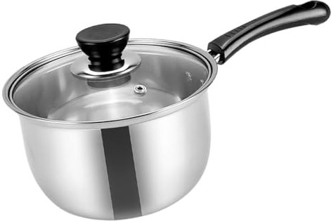 Alipis Olla de Acero Inoxidable con Tapa, Multiusos, Antiadherente, para Estufas de Gas, Eléctricas e Inducción, 17.5x17.5x12 cm, Plateado