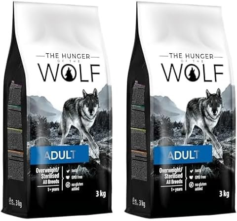 The Hunger of the Wolf Hundefutter für ausgewachsene übergewichtige oder sterilisierte Hunde Aller Rassen, Trockenfutter mit Huhn Light Formula - 3 kg (Packung mit 2)