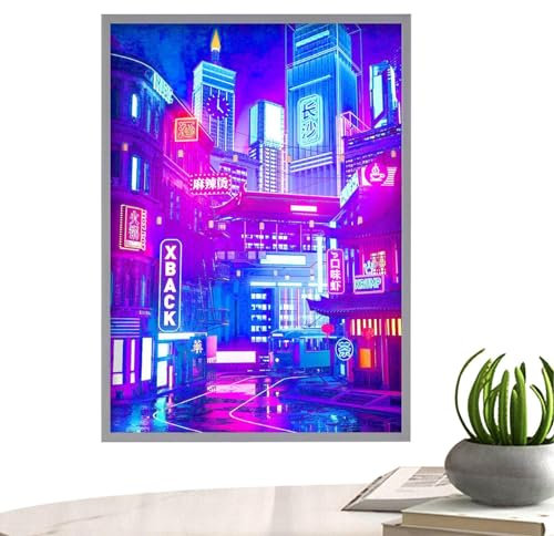 Beleuchtete Bilder, Wandbilder - Stadtlandschaftsmalerei - Gemälde von Stadtlandschaften, romantische Bilder, Wandkunstdrucke für Schlafzimmer, Zuhause, Wohnzimmer