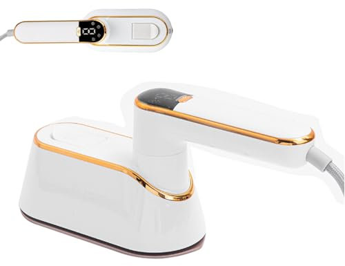 Ferro da Stiro a Vapore, Mini Ferro da Stiro 2 in 1 con Display LCD Ferro da Viaggio Pieghevole da 1100 W con Impugnatura Girevole a 180° per Stirare Vestiti e Camicie per Viaggi e Casa