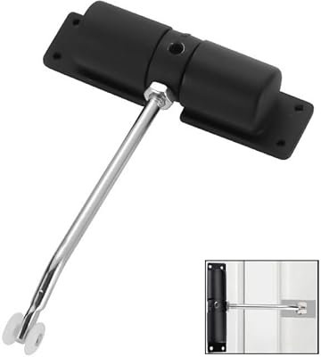 Spring Door Closer,Safety Automatic Door Closer,Adjustable Door Spring Closer Door Stopper for Commercial & Home Use,Quiet Auto Door Closing with Adjusting Rod and Screws(Black)
