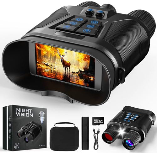 seanme Nachtsichtbrille mit Kamera, 4K Nachtsicht Fernglas für Erwachsene, 3280FT Infrarot, 3.6 cm Großbildschirm, 8X Digitalzoom, 5000mAh Akku und 32GB Speicherkarte zum Speichern von Fotos und