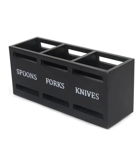 Vbvbip Eco-Friendly Cutlery Organizer | Kitchen Drawer Divider for Flatware Storage | Portable & Space-Saving Design, Black