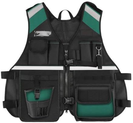 LOVIVER Gilet à outils pour électricien, porte-outils, poches avant respirantes, pochette à outils pour hommes, gilet à outils pour les travailleurs de plein