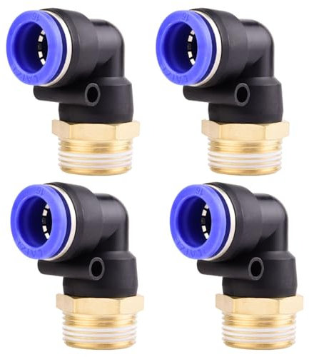 4 pezzi 16 mm 3/4” PT Raccordi pneumatici a gomito 90° push-in con filettatura maschio Raccordi pneumatici a sgancio rapido per tubi flessibili push-in Connessione aria compressa push-in