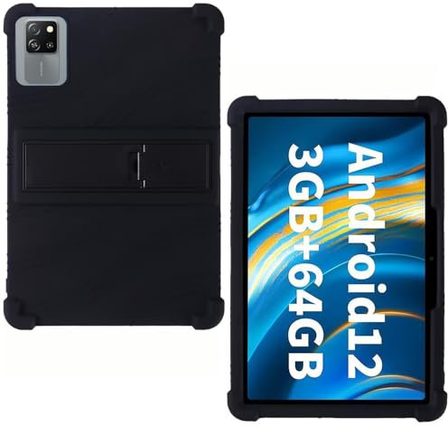 AKNICI Silikon Hülle für Blackview Tab60 WiFi/Blackview Tab60 Pro/TECLAST P30/ TECLAST P30T/ OSCAL Pad 80 WiFi Tablet 10 Zoll mit Integrierter Ständer, Weiches Schutzhülle Cover Case, Schwarz