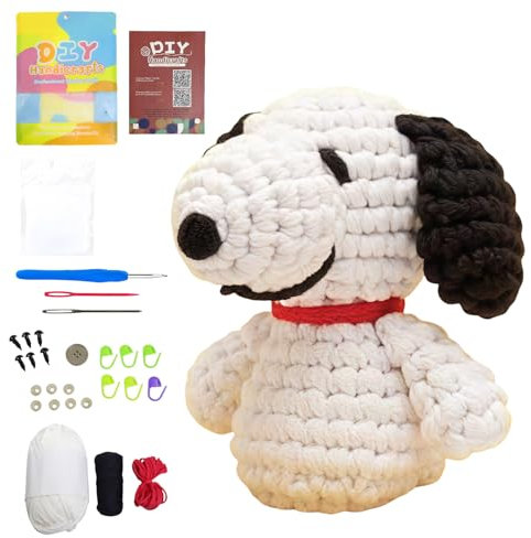 RUIOMII Hunde-Häkeltier-Set für Anfänger, Häkelsets für Erwachsene, Strickset mit Schritt-für-Schritt-Video-Tutorials
