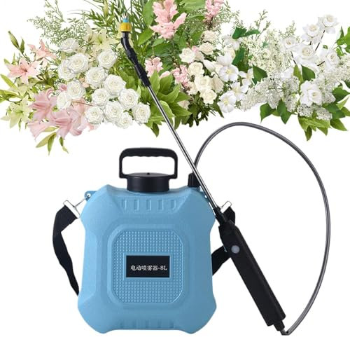 Spruzzatore elettrico da giardino, pompa 'acqua da giardino da 5L/8L, strumento da giardinaggio a spalla con ugello regolabile bacchetta retrattile per una cura efficiente delle piante e uso