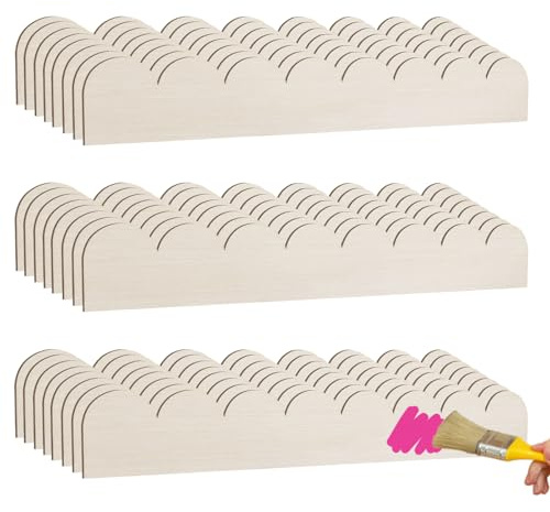 Dekorative Holzleiste, gewellt, unlackiert, gewellt, für Zuhause, Wand, Fenster, Schrank, Regal, Türrahmen, Dekoration, 40 x 6 cm, 24 Stück