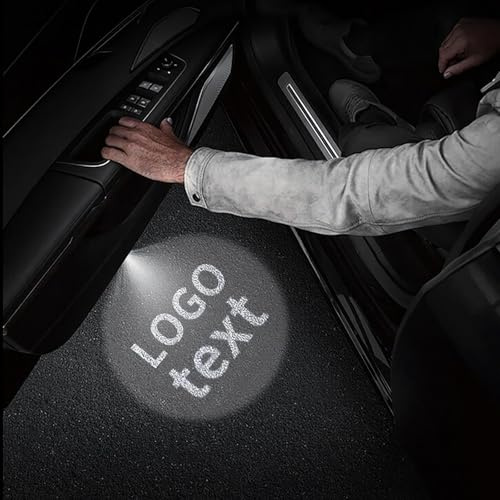 2 proyectores de luz para puerta de automóvil, imagen de texto con logotipo personalizado, se adapta a todos los modelos de coche, recargable por USB, fácil instalación, interruptor de sensor, lámpara