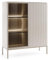 Emporius Haller Vitrinenschrank 100 cm, Glasvitrine Stehend - Highboard, Vitrine, Glasvitrine Beige mit LED und Lamellen - 126 cm hoch