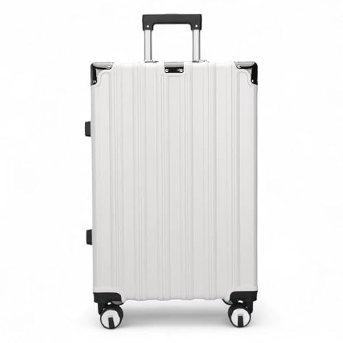 Infinity Leather Koffer Trolley Handgepäck Handgepäck Hartschale PC Reisetasche Leichtgewicht mit langlebigen 4 Spinner-Rädern (White, L76cm 110L)