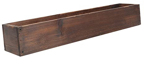 Maceta Rectangular de Madera Café, Caja Retro para Suculentas y Flores | Jardinera de Ventana Exterior, Plantador para Balcón y Oficina, Fondo Orificio